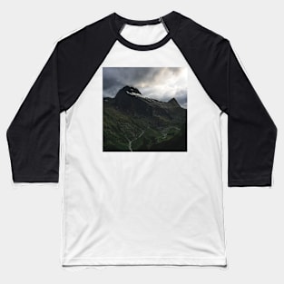 Vibrant Green Mountain Peaks on a Cloudy Day Baseball T-Shirt